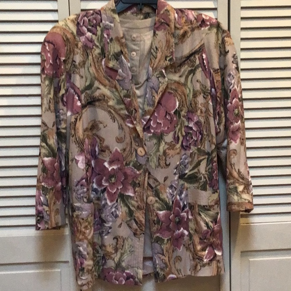 La Fleu Raw silk jacket with short sleeve pullover top
